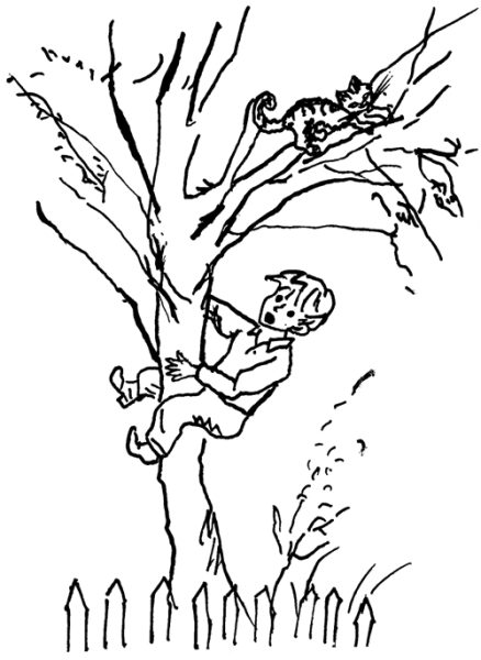 Мальчик на дереве рисунок