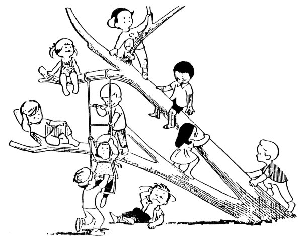 Мальчик залез на дерево рисунок