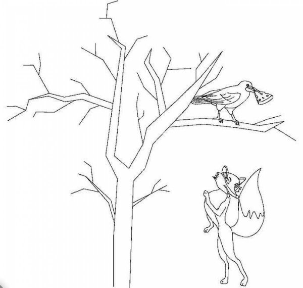 Раскраска по басне Крылова ворона и лисица