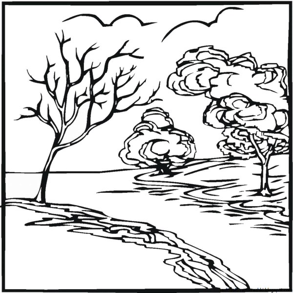 Раскраска речка для детей