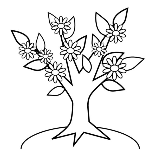 Раскраска деревья и цветы