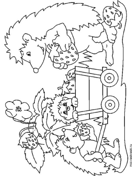 Семья ежиков раскраска