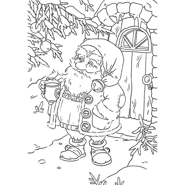 Гномик под елкой раскраска