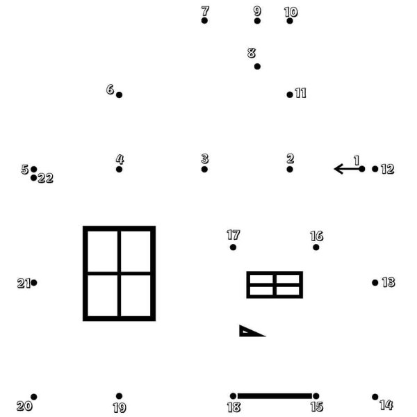 Домик по точкам с цифрами