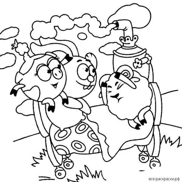 Домики смешариков раскраска