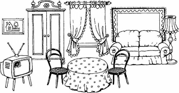 Предметы мебели раскраски для детей