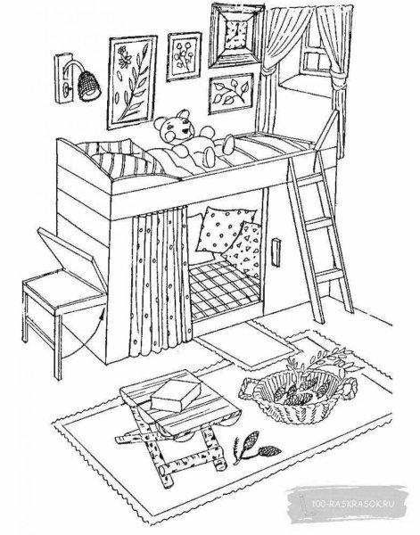Детская комната раскраска