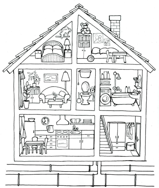 Раскраска домик для кукол