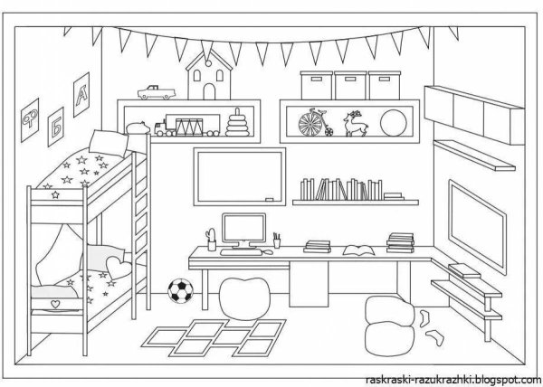 Детская комната раскраска