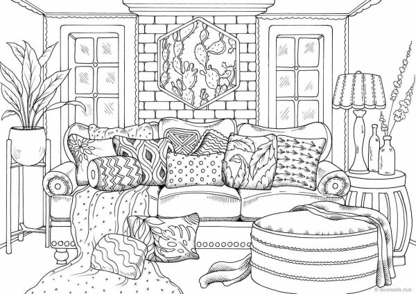Раскраска интерьер комнаты