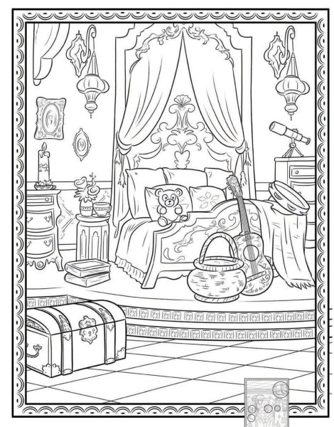Раскраска комната принцессы
