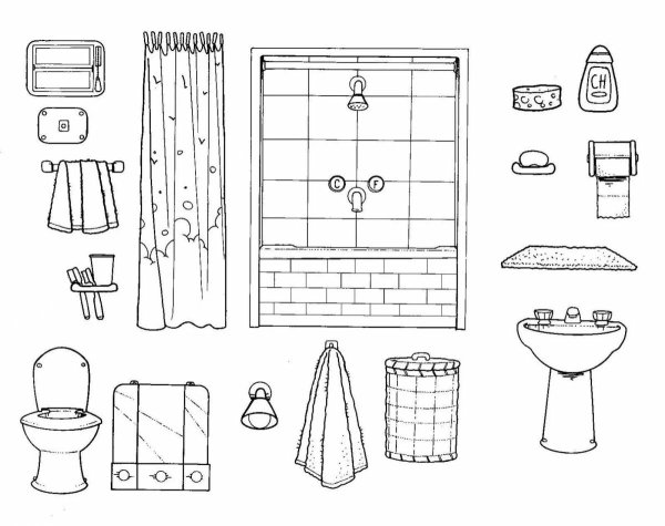 Домик для бумажных кукол раскраска