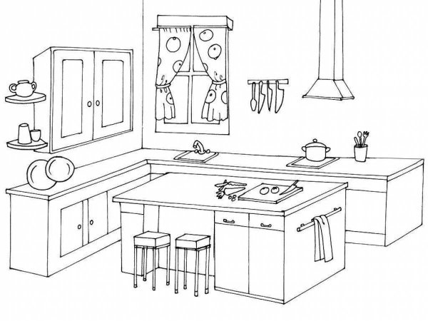Раскраска кухня