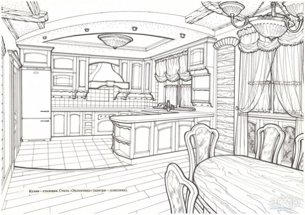 Эскиз современной кухни