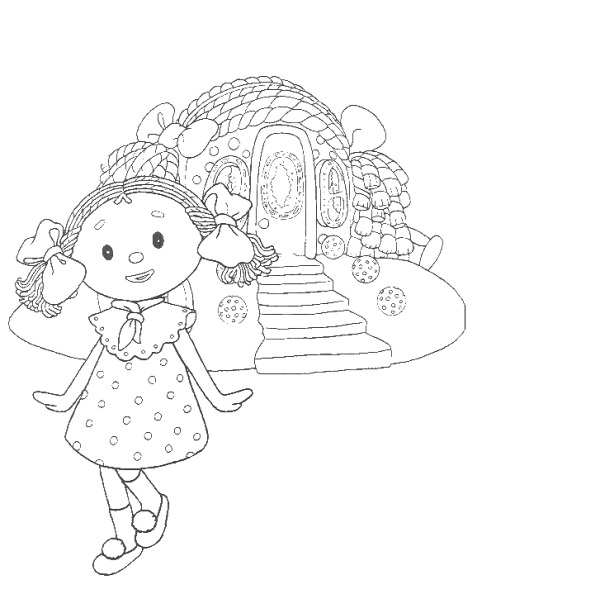 Раскраска куколка и домик