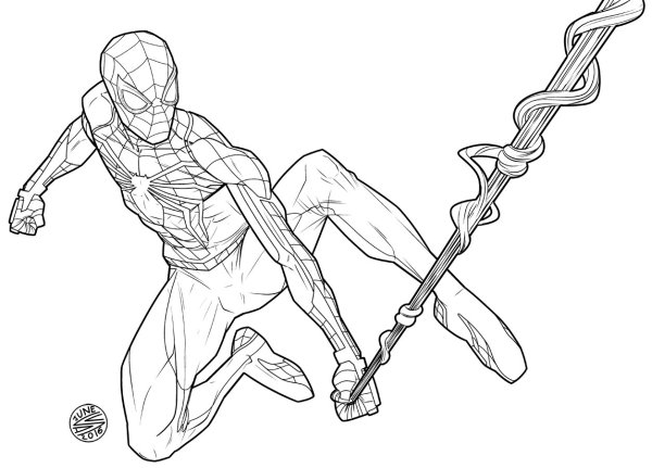 Человек паук из игры раскраска