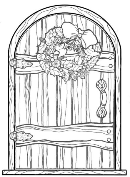 Дверь раскраска для детей