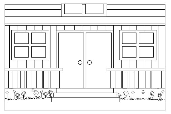 Домик для бумажных кукол раскраска