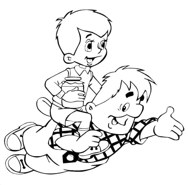 Малыш и Карлсон. Раскраска