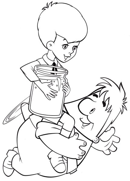 Линдгрен малыш и Карлсон раскраска