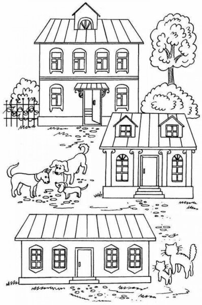 Раскраска домик для детей 6-7 лет