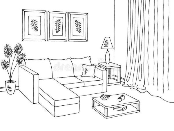 Раскраска мебель для зала