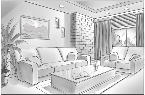 Набросок интерьера комнаты