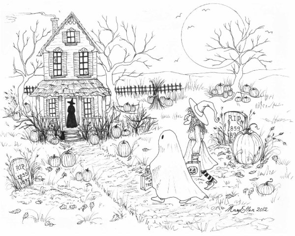 Раскраска домик колдуньи