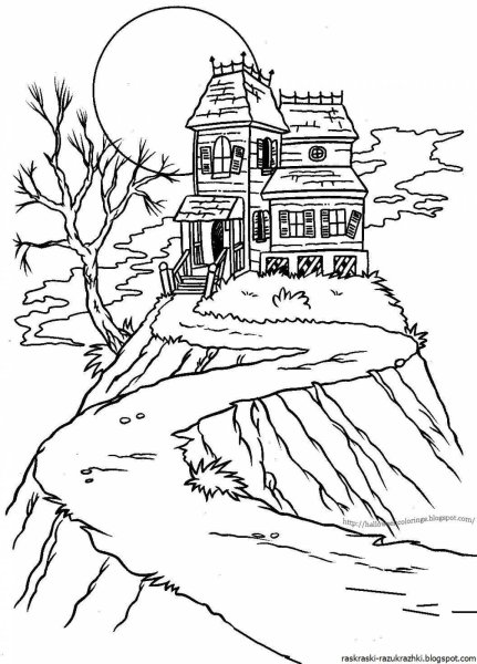 Раскраска дом с привидениями