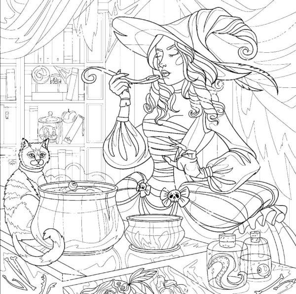 Очаровательные ведьмы раскраска