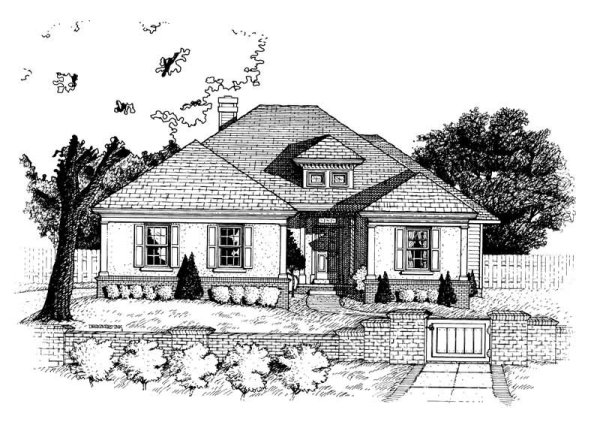 Одноэтажный дом карандашом