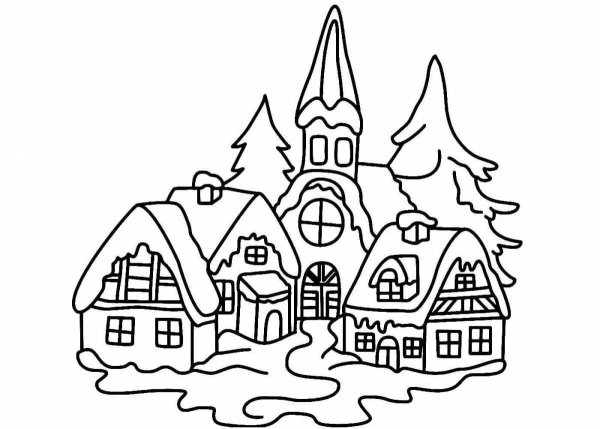 Трафареты новогодних домиков