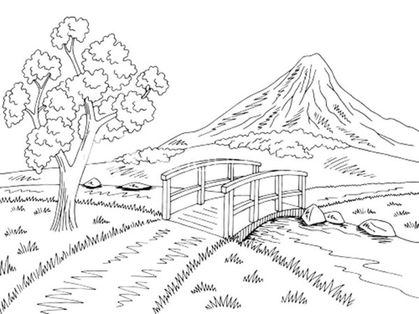 Раскраска дом в горах