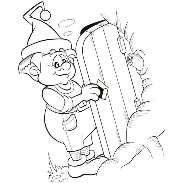 Домик гномика раскраска