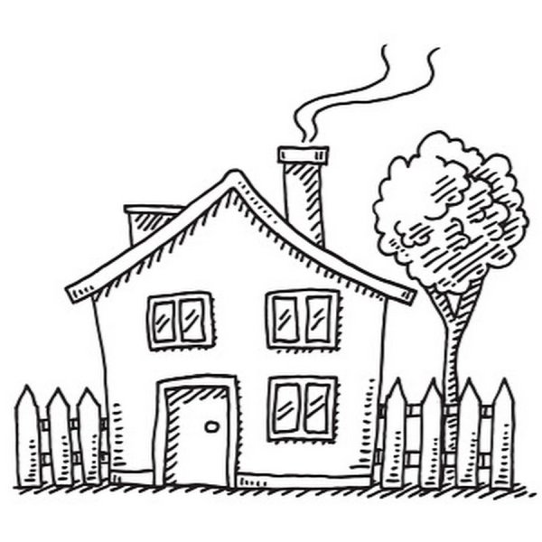 Дом для раскрашивания с забором