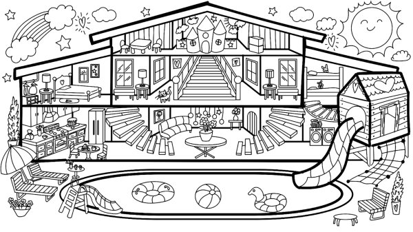 Раскраска. Домики