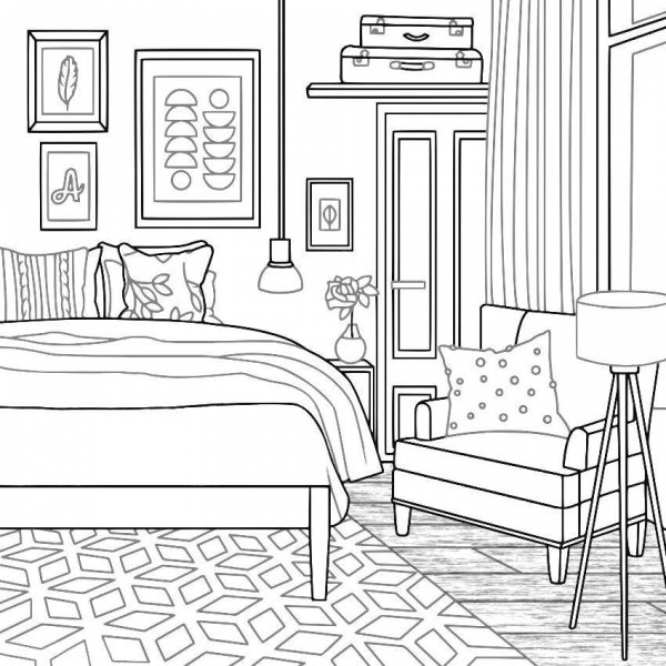 Раскраска интерьер