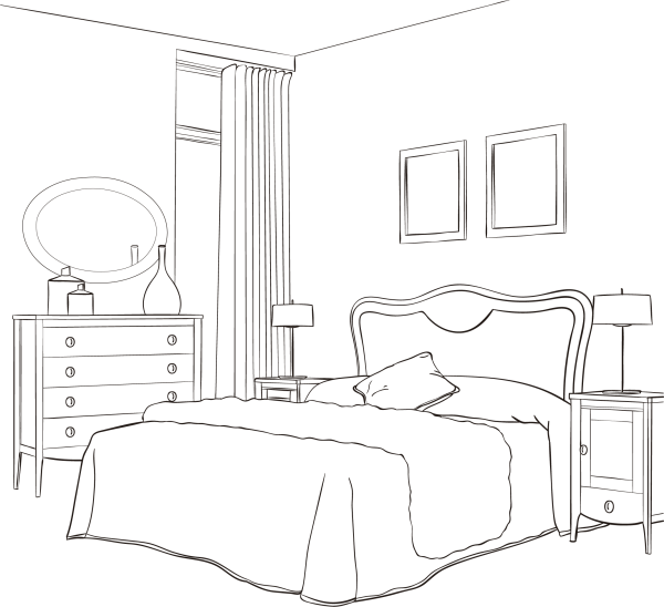 Спальня раскраска