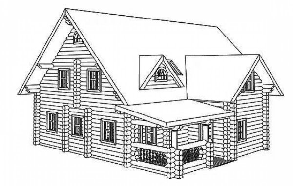 Деревянный домик раскраска