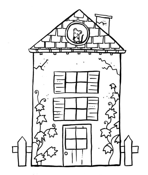 Домик с окнами раскраска