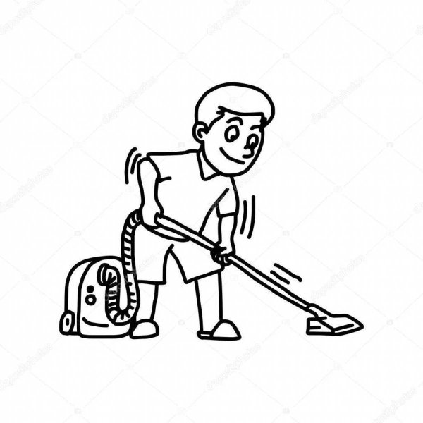 Мальчик пылесосит раскраска