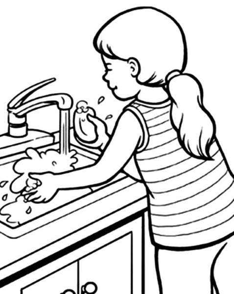 Мытье посуды раскраска