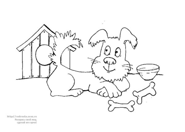 Раскраска домик для собачки