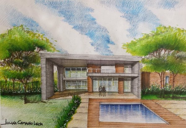 Современный дом рисунок