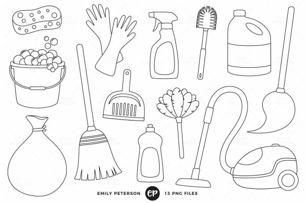 Инвентарь для уборки раскраска