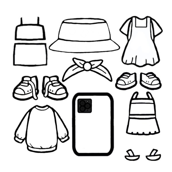 Раскраска тока бока одежда черно белая