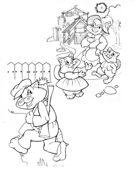 Раскраска кот Василий из сказки Кошкин дом