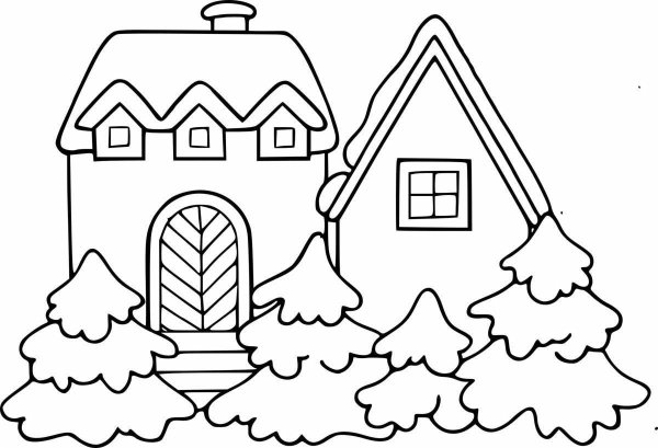 Новогодний дом раскраска