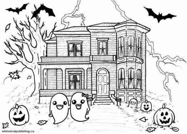 Раскраска Хэллоуин замок