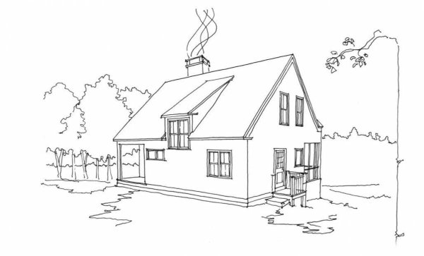 Нарисовать дом карандашом